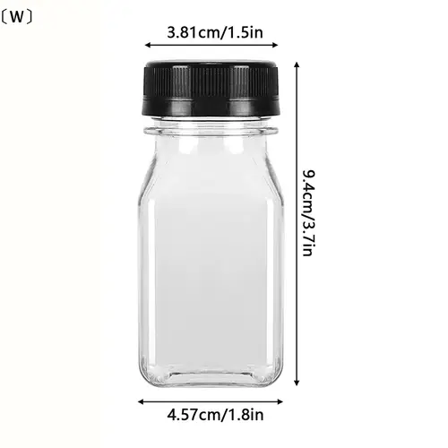 〔W〕4Pcs 120ML Clear Drink Containers Plastic Reusable Empty Juice Bottles with Black Tamper Proof Lids for Juice, Milk, Coffee - Image 4