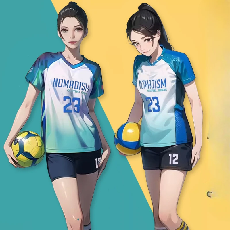 New Volleyball Suit Men's and Women's Volleyball Sportswear Set Short Sleeve Feather Competition Suit Team Large Size