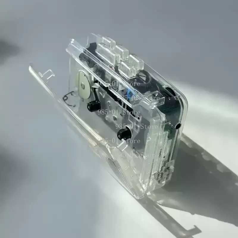 새로운 색상 휴대용 카세트 플레이어 - 레트로 클리어 디자인 음악 플레이어 무..