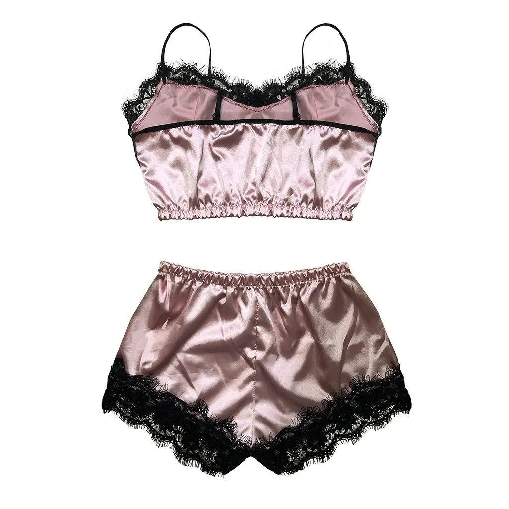 New In Sexy Lingerie For Women Plus Size Satin Lace Camisole With Bow  Shorts Pajamas Lingerie Sleepwear Set Women's lingerie - AliExpress