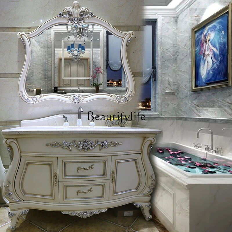 

Европейский стиль, искусственный дуб, раковина для ванной комнаты, комбинированный столик для ванной комнаты