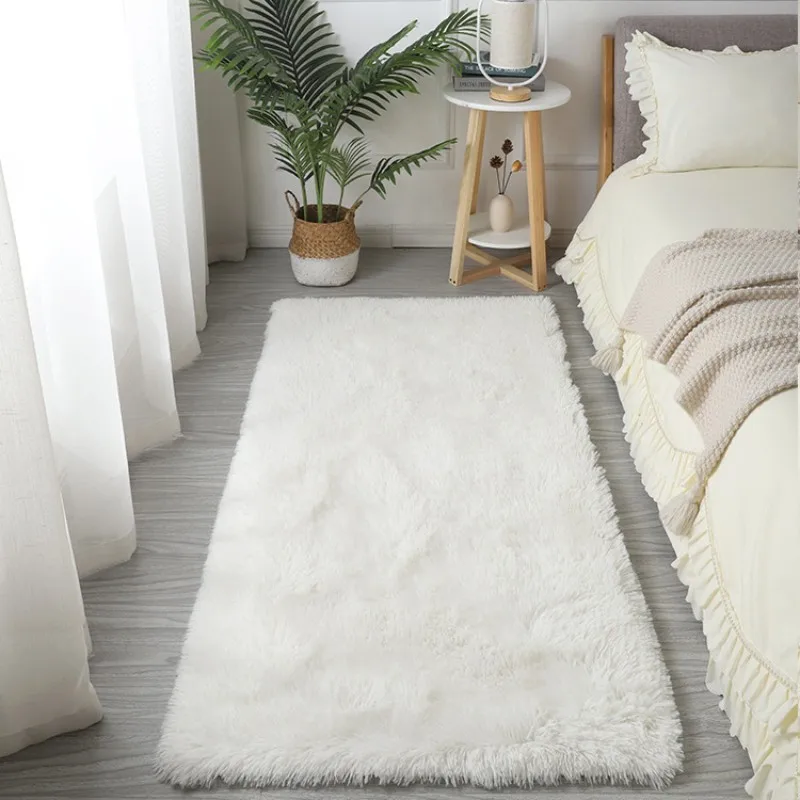 Bedside Rugs For Children\'s Room Cute Girls Floor Soft Mat Living Room Decoration White Fluffy Large Kids Pink Bedroom Carpet