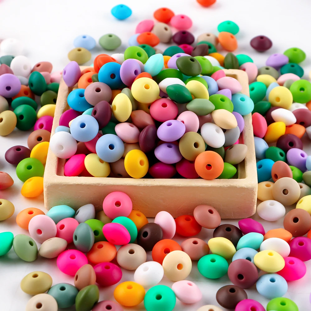 Silicone Lentil Spacer Beads for DIY Accessories (12mm, Multiple Quantities Available)