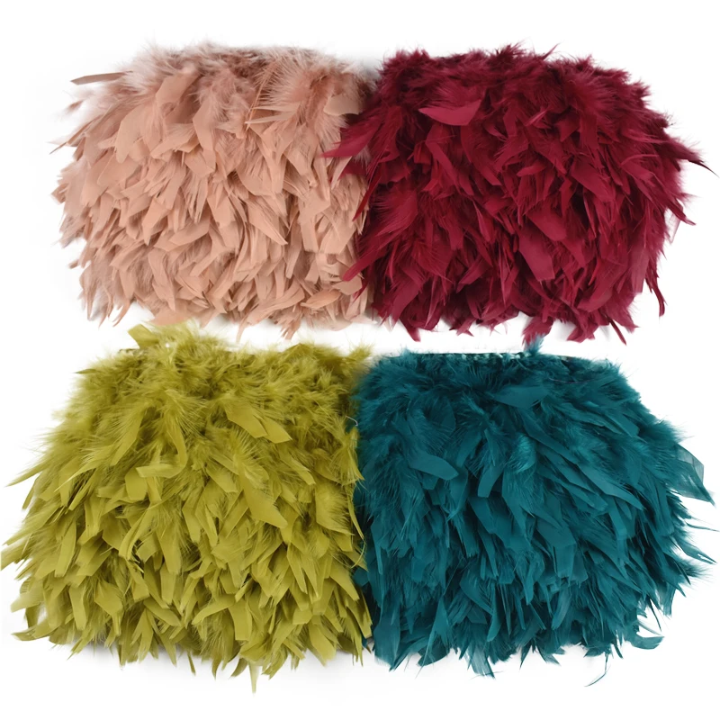 10Meters Turkey Feathers Trim Fringe Ribbon Marabou Feather on Tape Fringes Sewing Trimmings DIY Clothes Dress Decoration