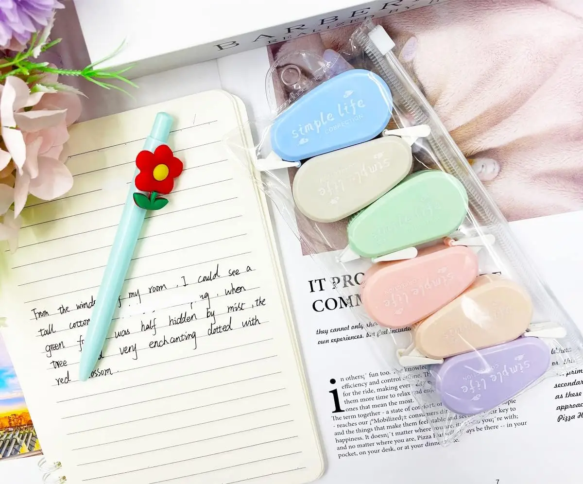 귀여운 마카롱 컬러 교정 테이프, 즉석 교정, 화이트 아웃 교정 테이프, 학교, 사무실, 공예 용품, 6 개/세트