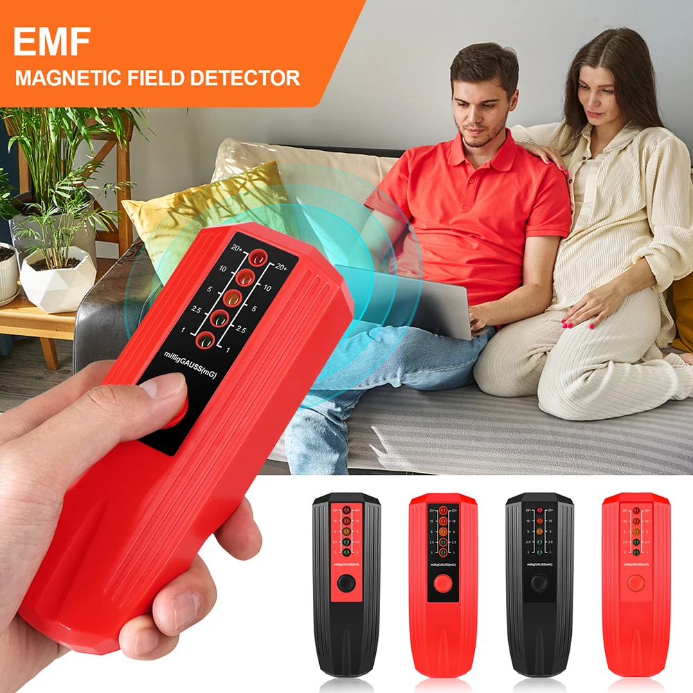 Electromagnetic Field EMF Gauss Meter Ghost Hunting Detector Portable EMF Magnetic Field Detector 5 LED Gauss Meter Testing
