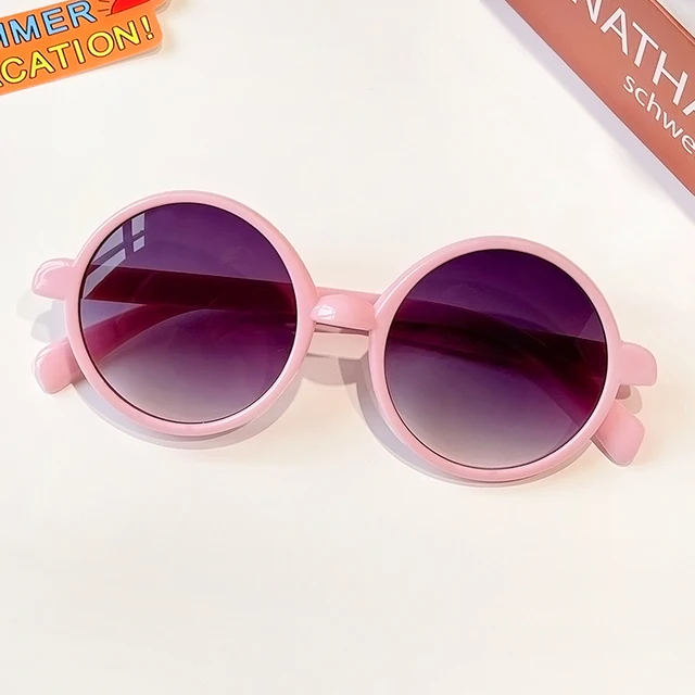 2021 Boy Girl Cute Cartoon Bear Shape Fashion Round Sunglasses Children Vintage Sunglasses UV Protection Classic Kids Eyewear pink