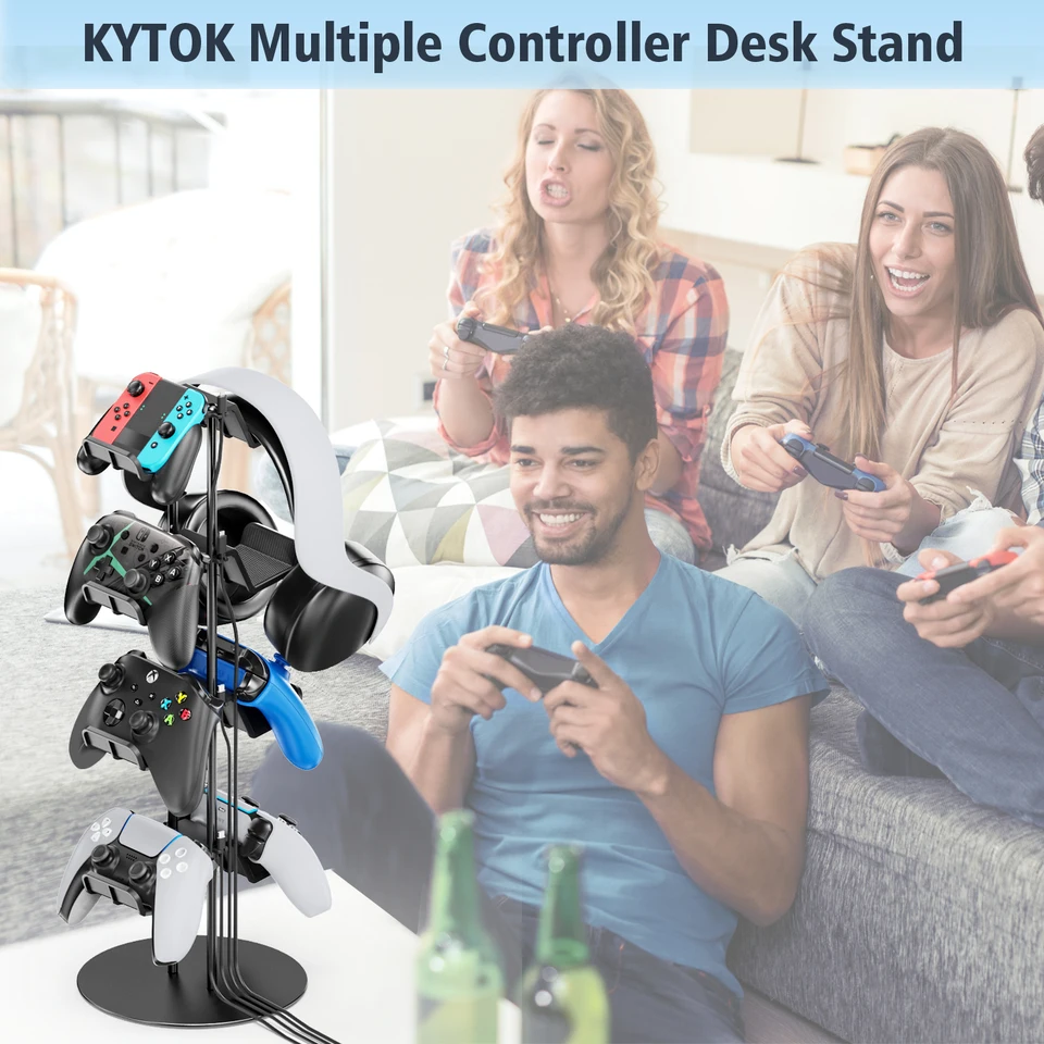 SPORWAY Porta Joystick: Supporto Controller e Cuffie Gaming per PS5/PS3/PS4 /PS2/Switch Pro/Xbox in Acrilico - Per 3 Controller e 1 Cuffia