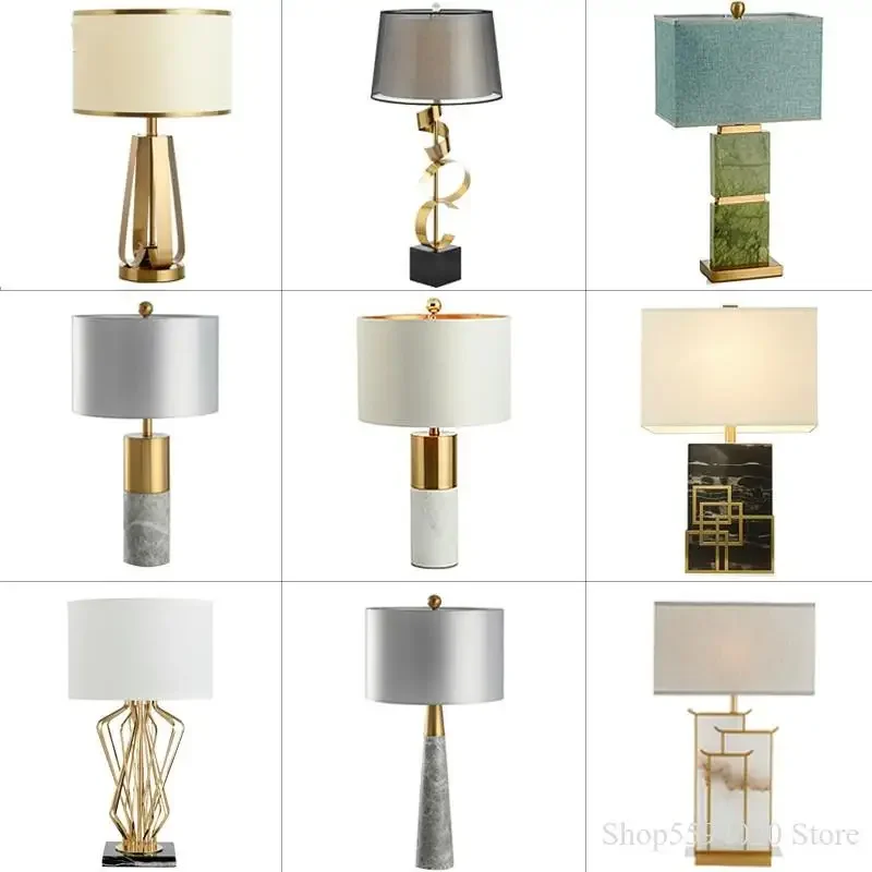 

American Luxury Table Lamp Marble Table Lights Post-modern Simple Living Room Designer Model Room Bedside Lamp Home Deco Lamp