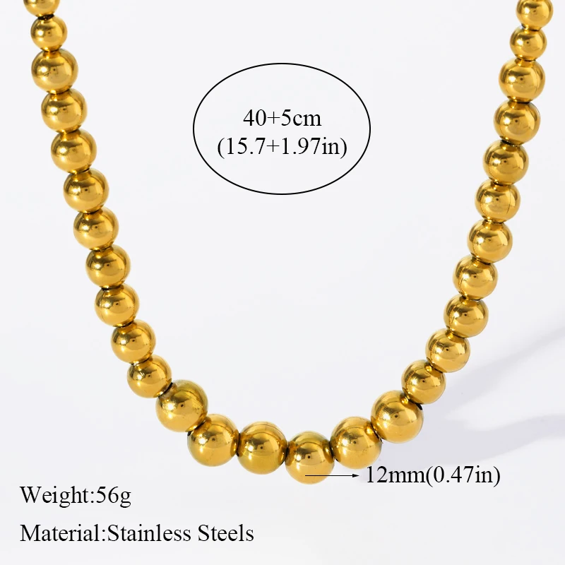 GANPUP 316L Edelstahl Perlen Kette Halskette Mode handgemachte Kragen wasserdicht hochwertige attraktive stilvolle Schmuck Geschenk – Detail 5