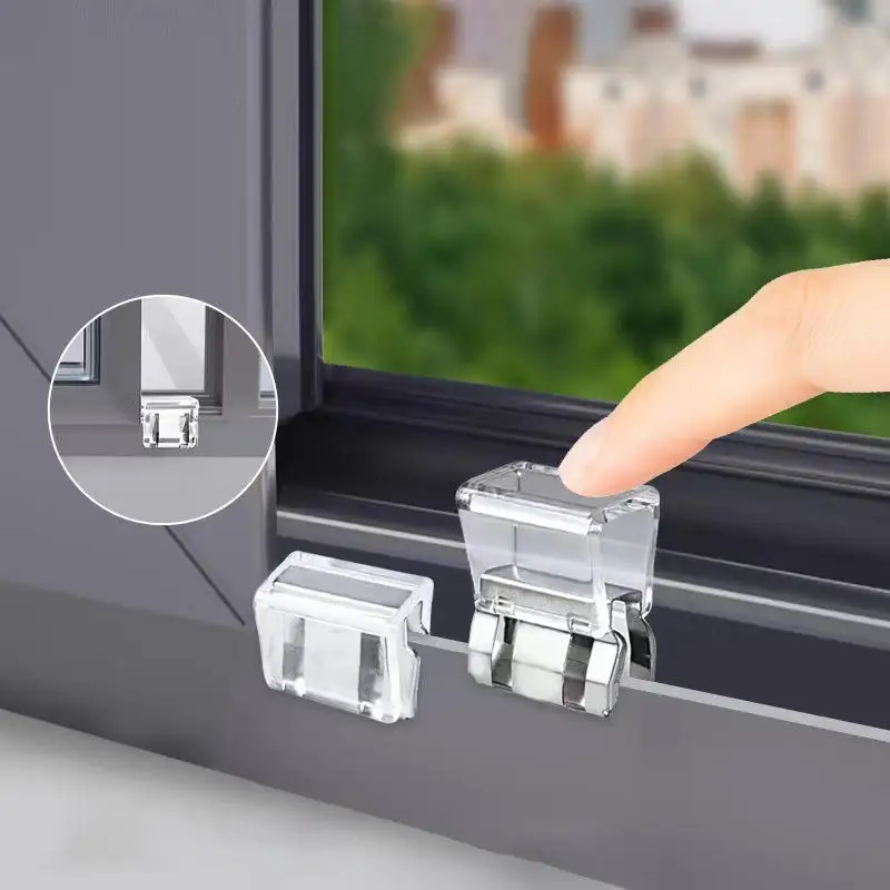 6pcs Child Safety Protection Window Lock Buckle Without Punching Baby Anti Pinch Hand Door And Window Sliding Push Pull Limiter