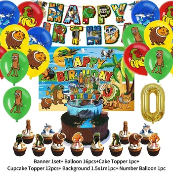 Tung Tung Sahur Forniture per feste di compleanno Brainrot italiano Topper per torta con palloncini Accessori per feste di compleanno Set di adesivi per oggetti regalo 1