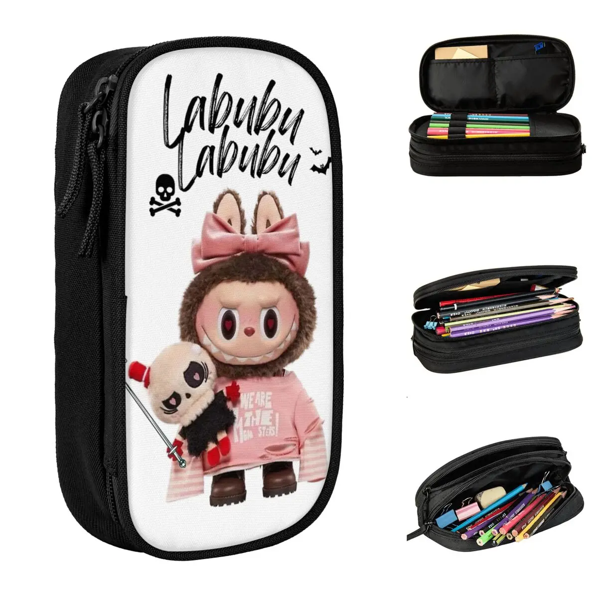 LABUBU Cute Monster Pencil Cases Pen Holder Bag Girls Boys Large Storage School Supplies Gifts Pencilcases