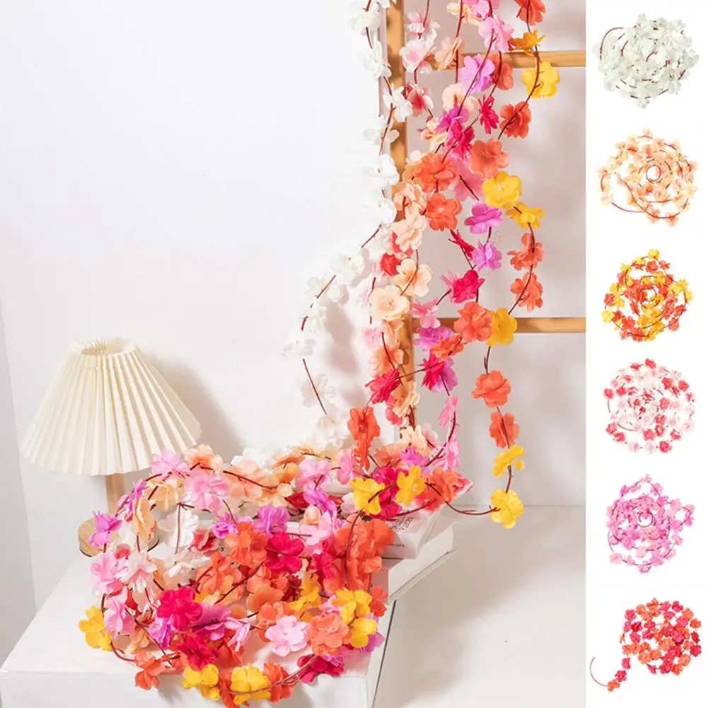 Viti Di Fiori Non Appassire 45 Teste Decorazione Della Soffitta Sakura Rattan Decor Wall Hanging Garland Plants Wedding Party 250Cm