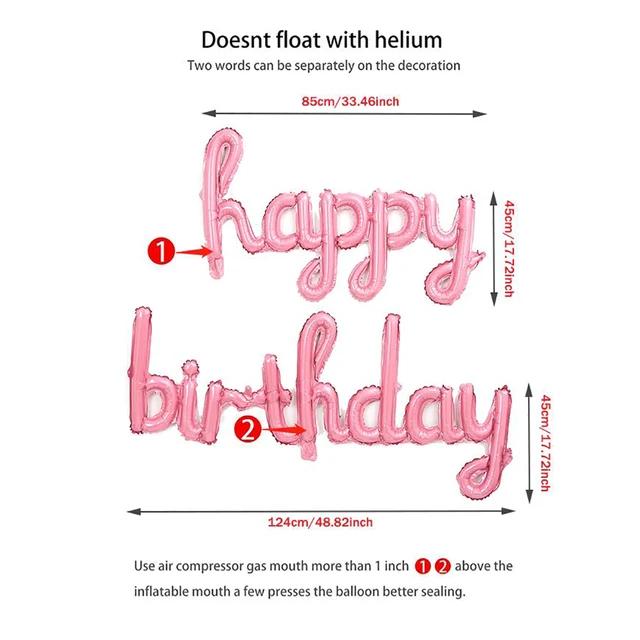 2 pièces/ensemble joyeux anniversaire ballons rose violet feuille d'aluminium ballon fête d'anniversaire décoration fournitures maison bricolage accessoires accessoire 6