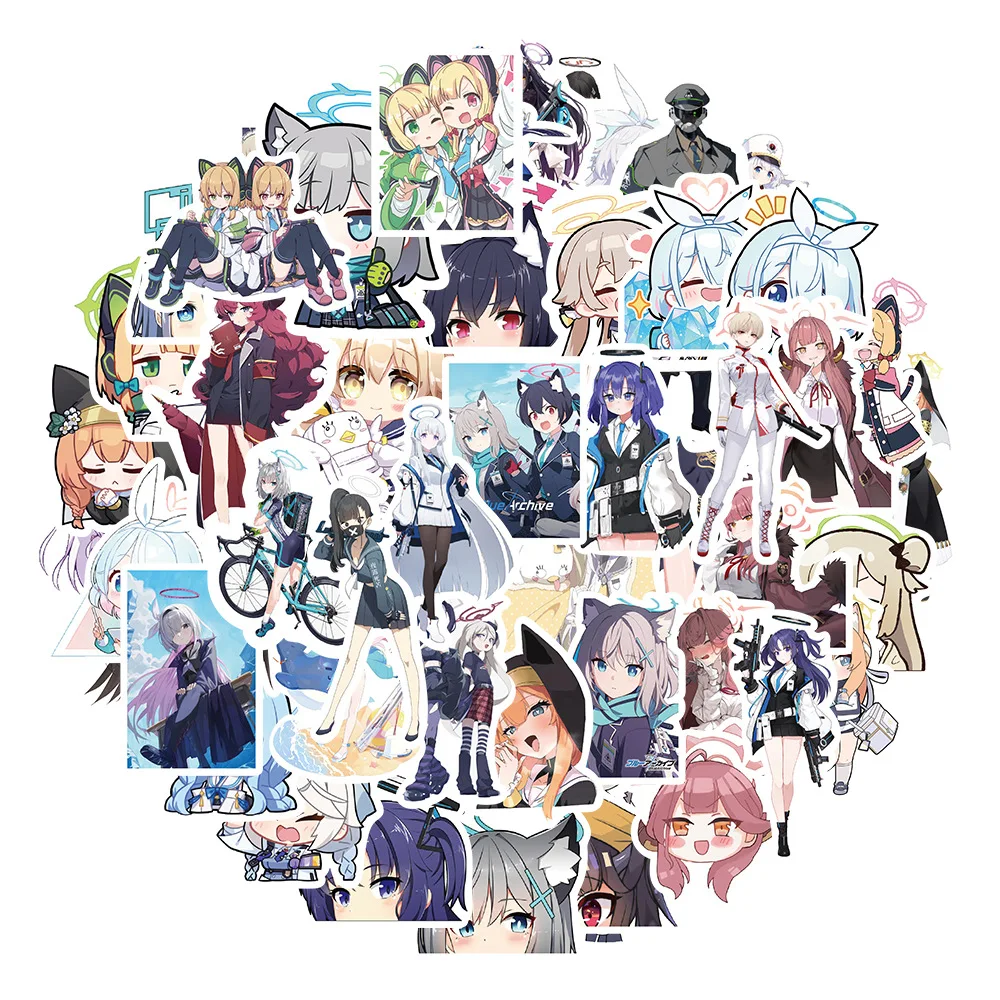 Blue Archive AZUR LANE Anime Classic Game Girl Stickers For Kids Toys Laptop Car Motorcycle Bicycle Phone Decals Sticker 50PCS