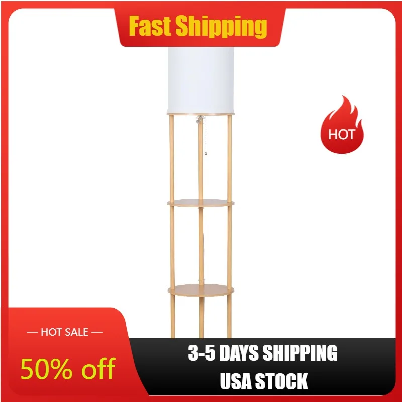 

Shop Floor Lamps 62" Oval Shelf Floor Lamp, Light Wood Finish, Farmhouse Style, Young Adult, Adult Use. Floor Lamps