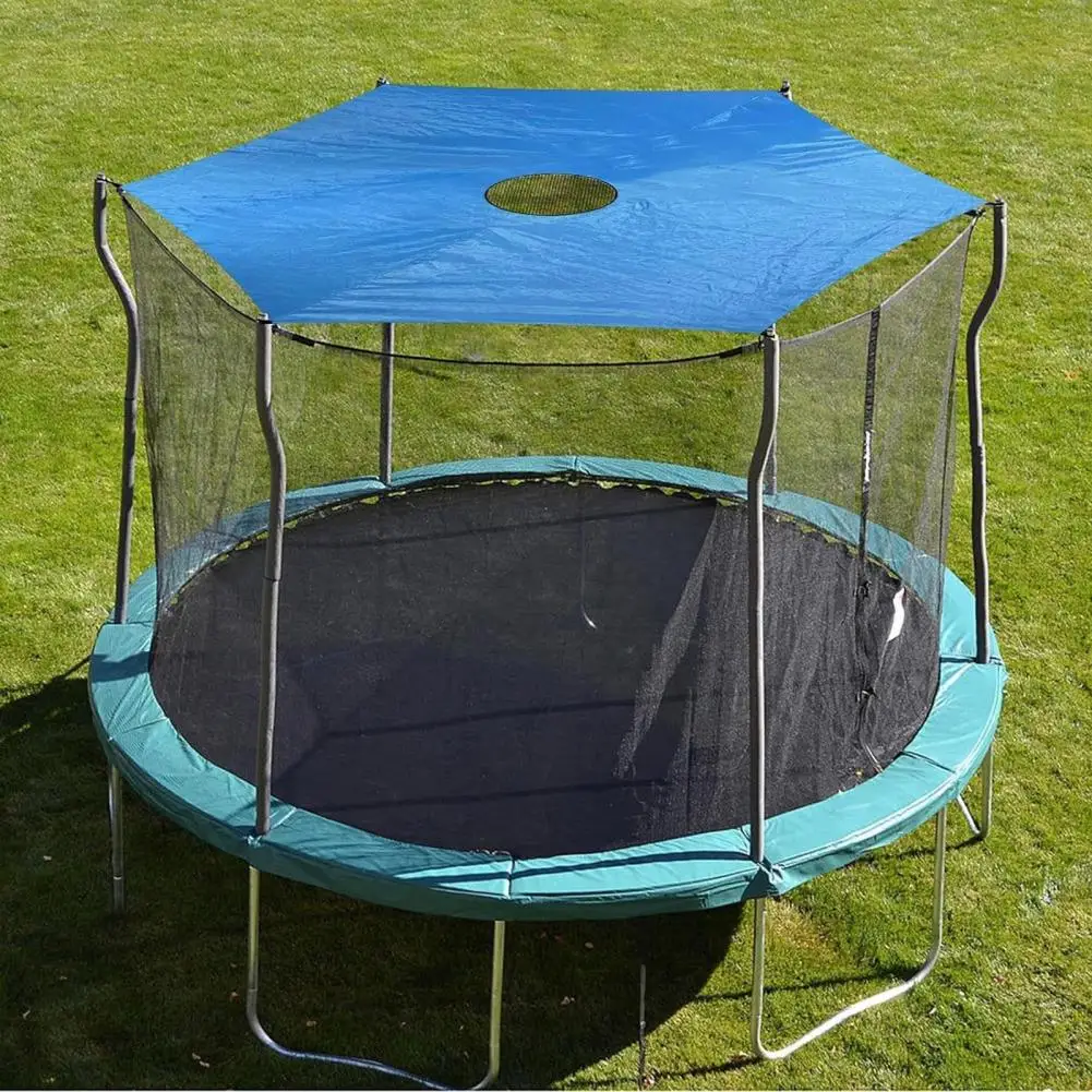 Outdoor Trampoline Shade Sun Cover 6 Poles Waterproof Trampoline Canopy Rainproof Tent Cover 6/8/10/12/14 Feet