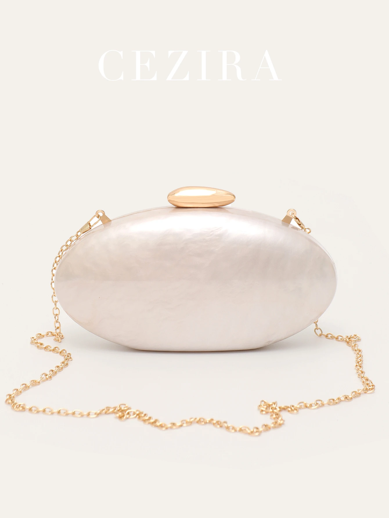 Women's Fashion Evening Clutches Luxury Plain Acrylic Long Chain Cross body Handbag Oval Shaped Fits Phone Wedding Banquet Party - 2