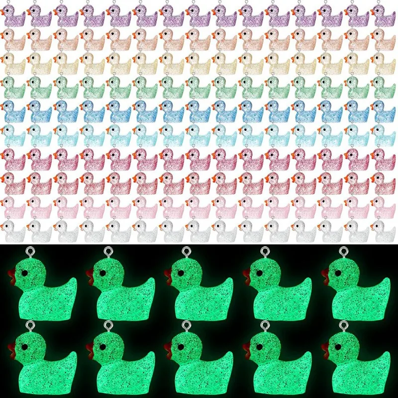 

Luminous Mini Resin Duck Charms Little Ducks Glow In The Dark Beads Miniature Ducks DIY Chain Pendant Ornament Durable