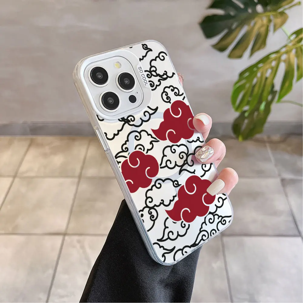 Japan Anime Uchiha Magnetic Phone Case with Silver-Plated Lens Border