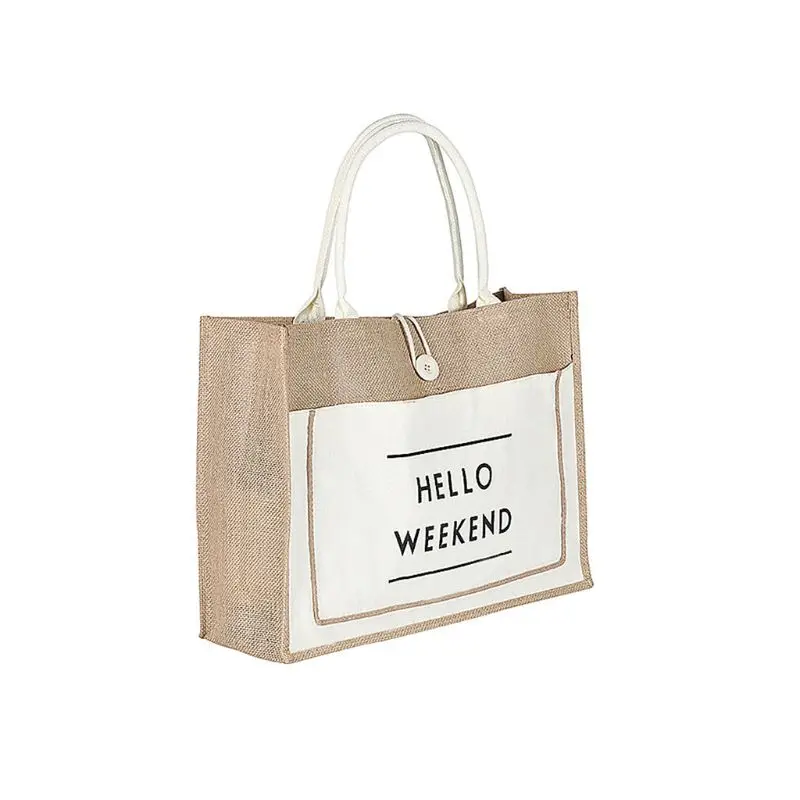 Women Linen Tote Large Capacity Casual Shoulder Bag Lady Handbag Beach Shopping