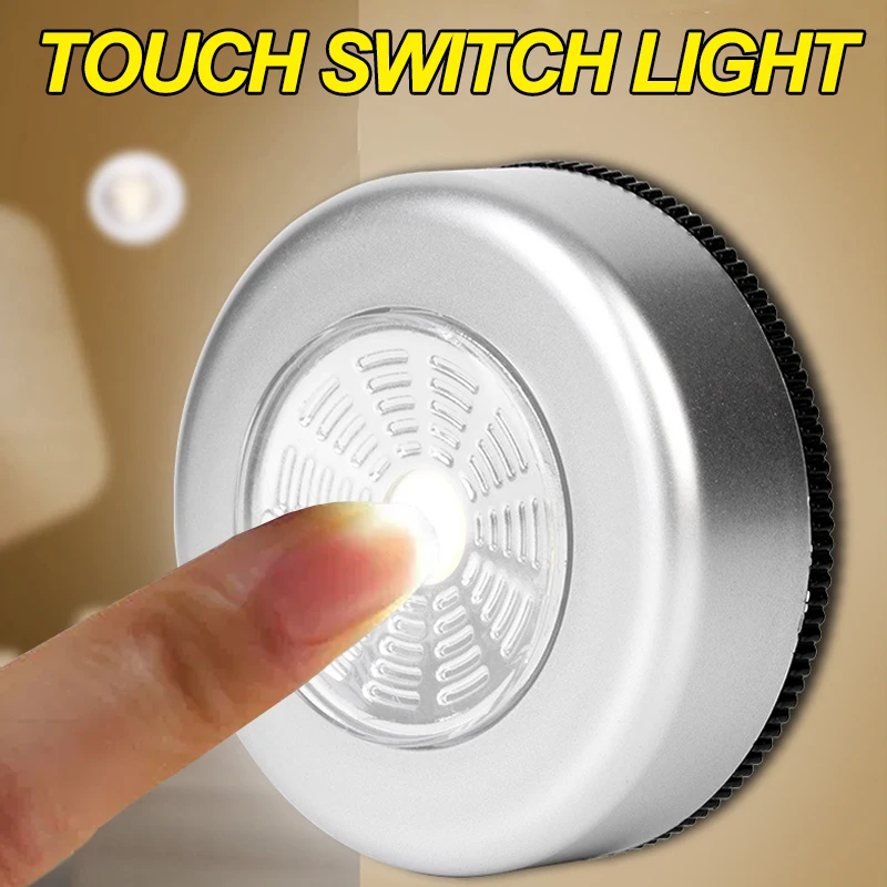 

Touch LED Night Light Battery Operated Wireless Hand Press Lamps Bedroom Kitchen Closets Cabinet Hallway Stair Wall Lights