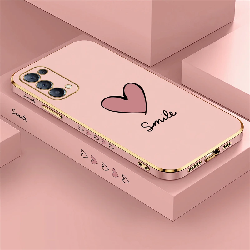 Luxury Plating Love Heart Soft Phone Case with Camera Protection Cover
