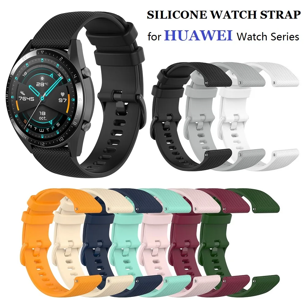 

1PCS 20mm 22mm Smart Watch Strap for Huawei Watch 3 GT3 Pro 43mm GT2 42mm Honor Magic 2 46mm GS ES Silicone Bracelet Watchband