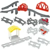 Big Size Bricks Track Train Switch Straight Curved Rail Tracks City Traffic Large Building Bricks Bridge Toys Compatible Duploes 4