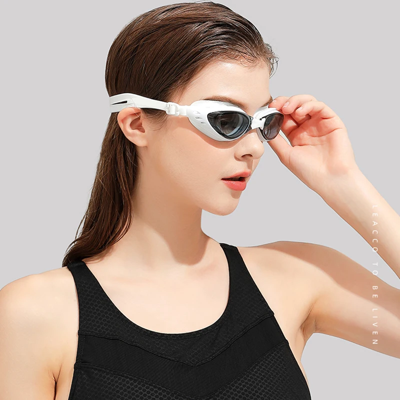 New adult swimming goggles with anti fog waterproof UV resistant high-definition transparent design one size fits all adjustable