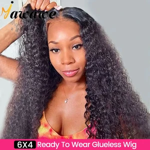 YAWAWE Pre-Bleached Glueless Wig Human Hair Ready To Wear Water Wave Pre-plucked Lace Frontal Wigs For Women Curly HD Lace Wigs