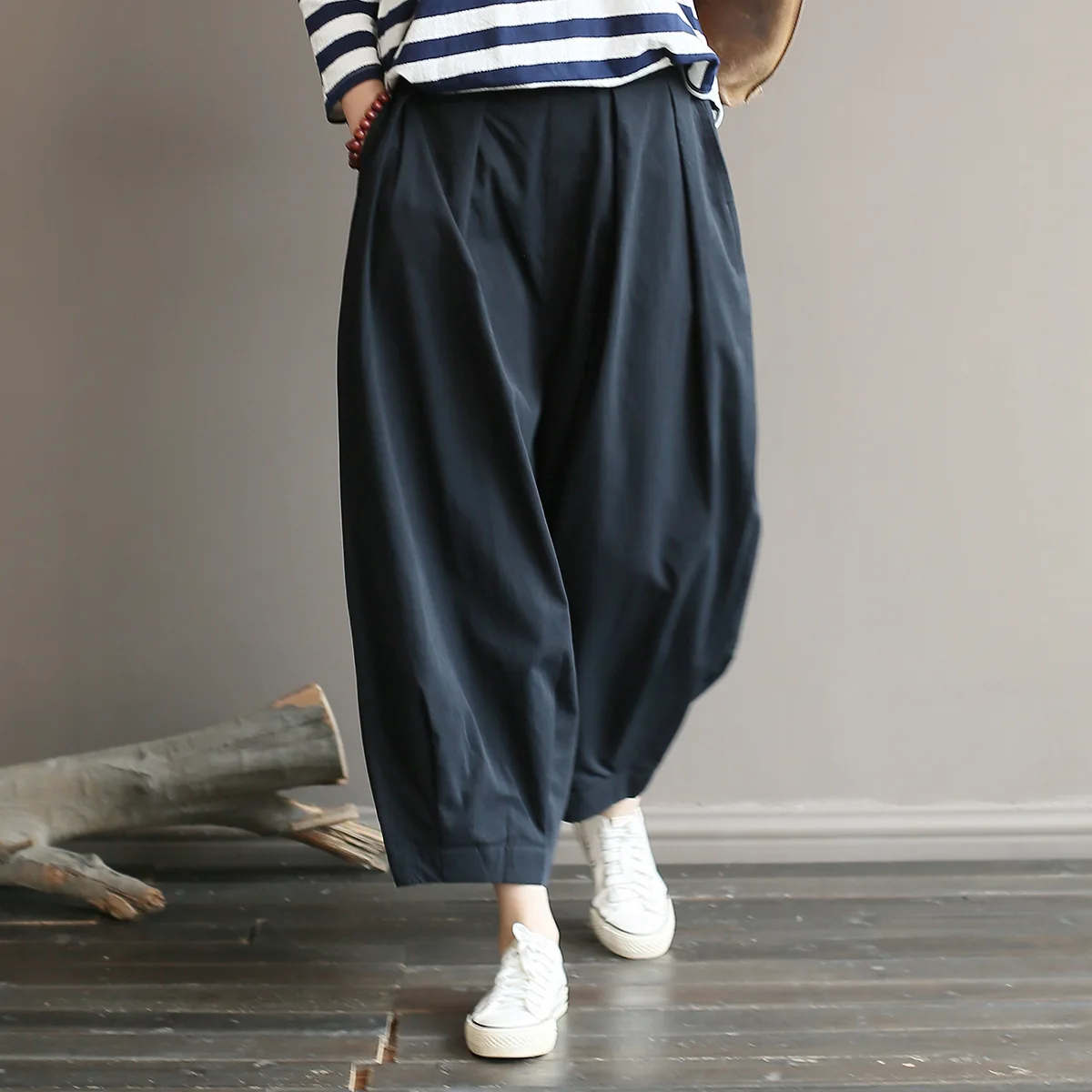 track pants Women Spring Straight Pants Cotton Elastic Waist Trouser 2022 Fall Solid Color Loose Vintage Women Full Length Pants FT86 denim capris for women Pants & Capris