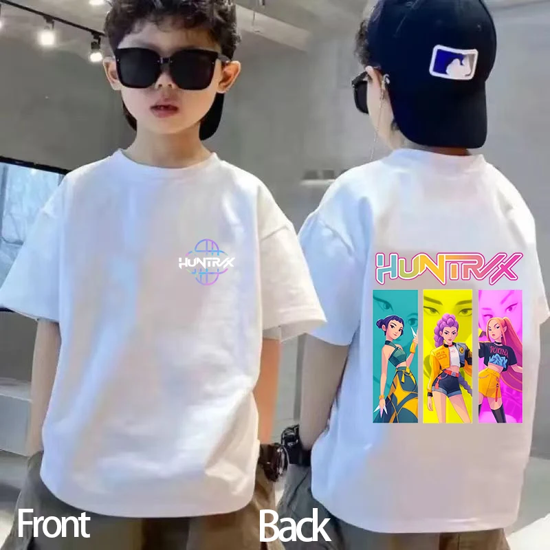 New 2025 Korean Wave Demon Hunter Printed Fashion Casual Round Neck Cartoon Girl And Boy Cotton T-shirt 4
