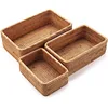 Natural Rattan Storage Baskets, Rectangular Woven Fruit Baskets, Wicker Decoration and Organizer for Bathroom, Living Room 1