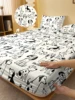 1 Cartoon Cute animal dog printed matte Fitted Sheet, bedroom printed bed cover, bedding (excluding pillowcases) 1
