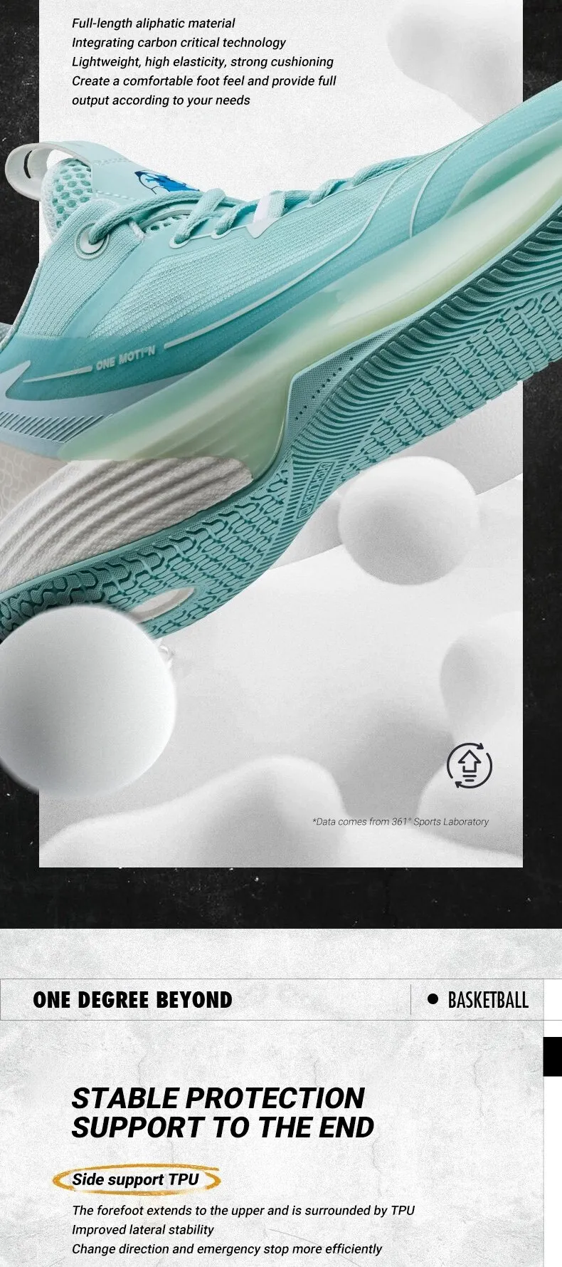 Description Picture 5 of item361 Degrees NEW ONE MOTION Men‘s Basketball Shoes Carbon Critical Cushioning Wear-Resistant Rraining Male Sneakers 672411125