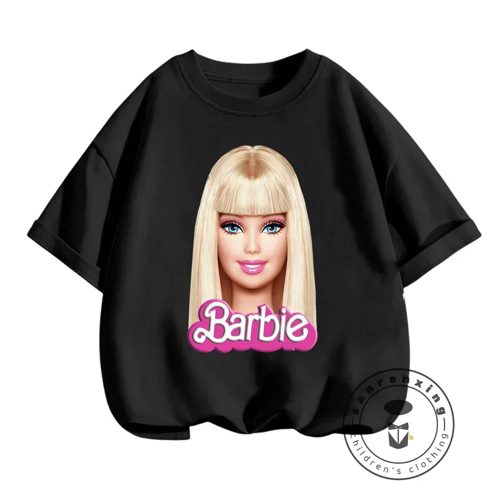 Trendy Summer Styles for Girls Soft Breathable Barbie Prints on Colorful Fun-filled Cartoon T-shirts Ideal for Ages 3-14 5