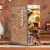 DIY Wooden Book Nook Shelf Insert Kits Chinese Ancient Street View Bookends Miniature Building Kits Bookshelf For Friends Gifts 2
