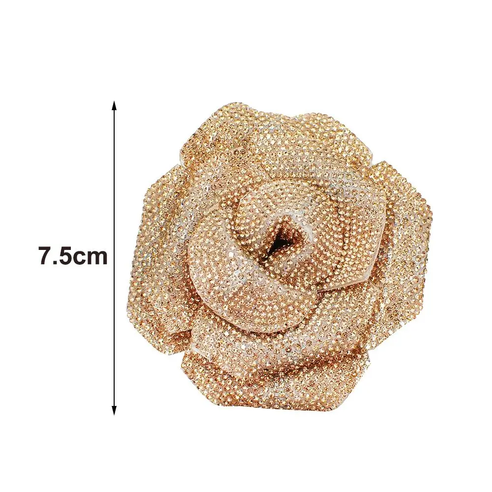Sparkling 3D Rhinestone Rose Flower Embellishment