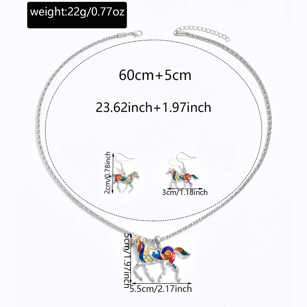 Rainbow Horse Pendant Necklace Little Rainbow Horse Jewelry Colorful Enamel Horse Pendant Necklace for Teen Girls Horse Lovers
