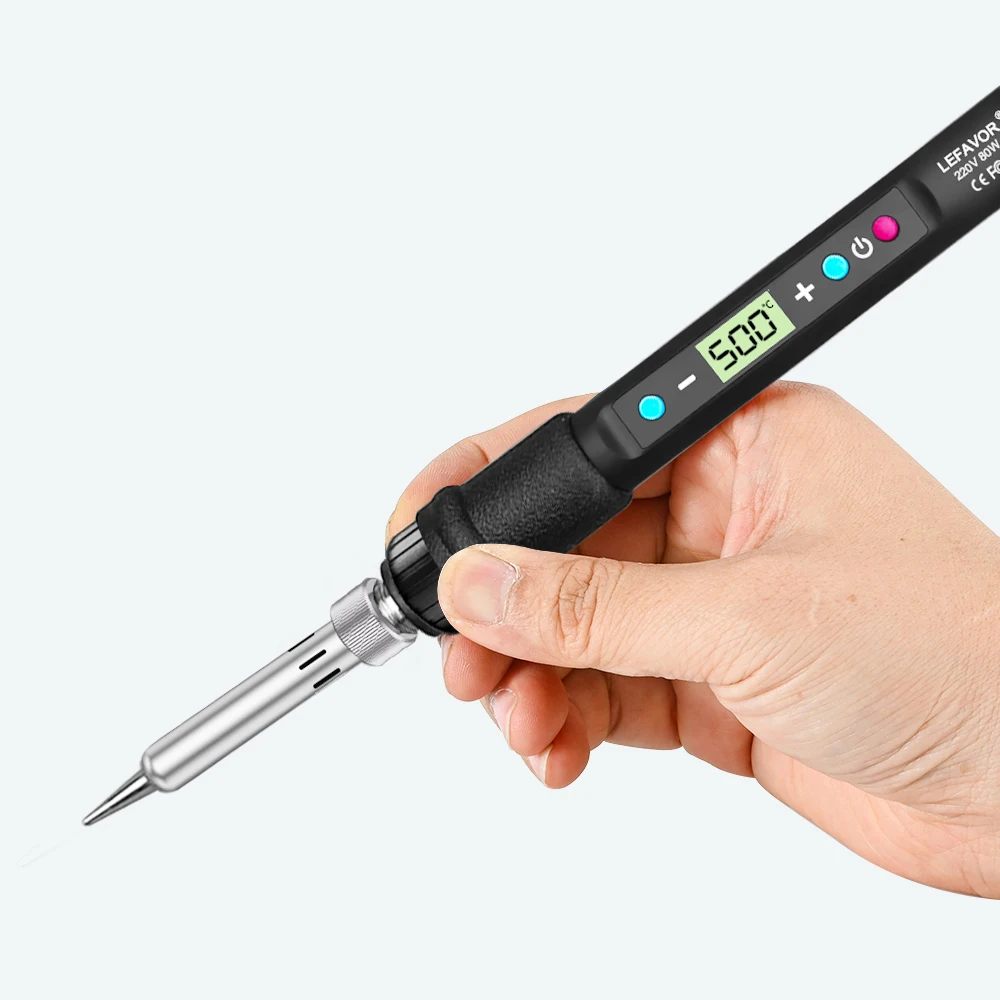 LF 80W Digital display soldering iron welding set C/F switching calibration temperature 100-500C home repair DIY soldering set 6