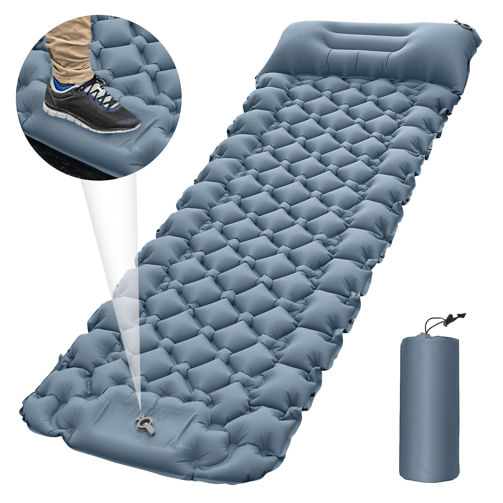 

Outdoor Sleeping Pad Camping Inflatable Mattress Ultralight Air Cushion Travel Mat Folding Bed with Air Pillow For Travel Hiking