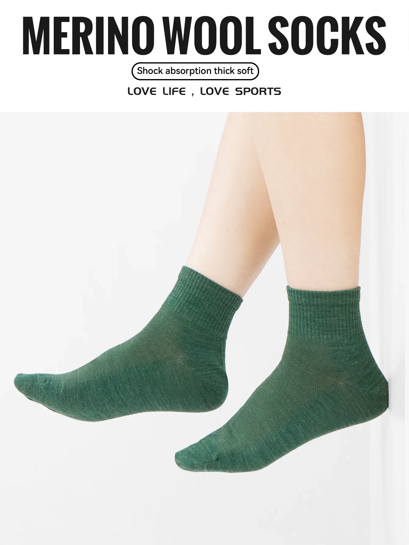 1 Paar Socken aus Merinowolle, atmungsaktive Wandersocken für Männer und Frauen, schweißableitende Kissensocken, warme Winter-Sportsocken – Detail 1