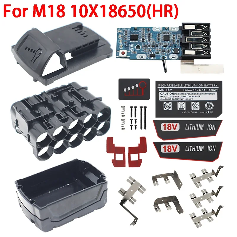 For M18 Li ion Battery Plastic Case PCB Charging Protection Board Box Shell For Milwaukee 18V 6Ah Label Lithium Battery Housing