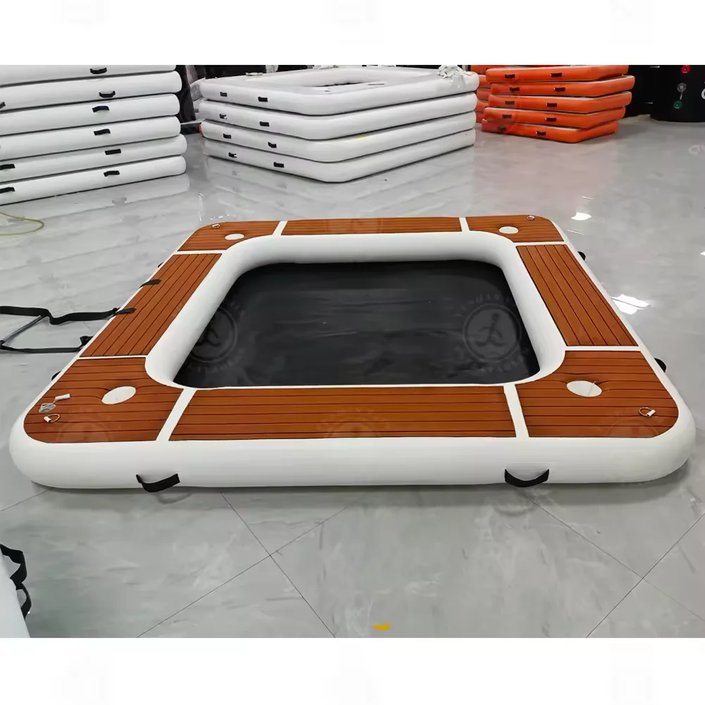 Stock 8FT-2.5m Inflatable Water Hammock Floating Dock Inflatable Raft For Family & Friends, Float Ring for Party Multiple People 5