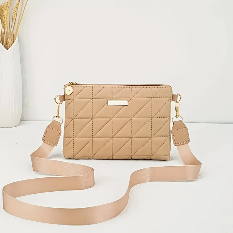 Stylish Striped Shoulder/Crossbody/Handbag with Delicate Hardware Accessories, Zipper Closure, Multifunctional Bag for Daily Use