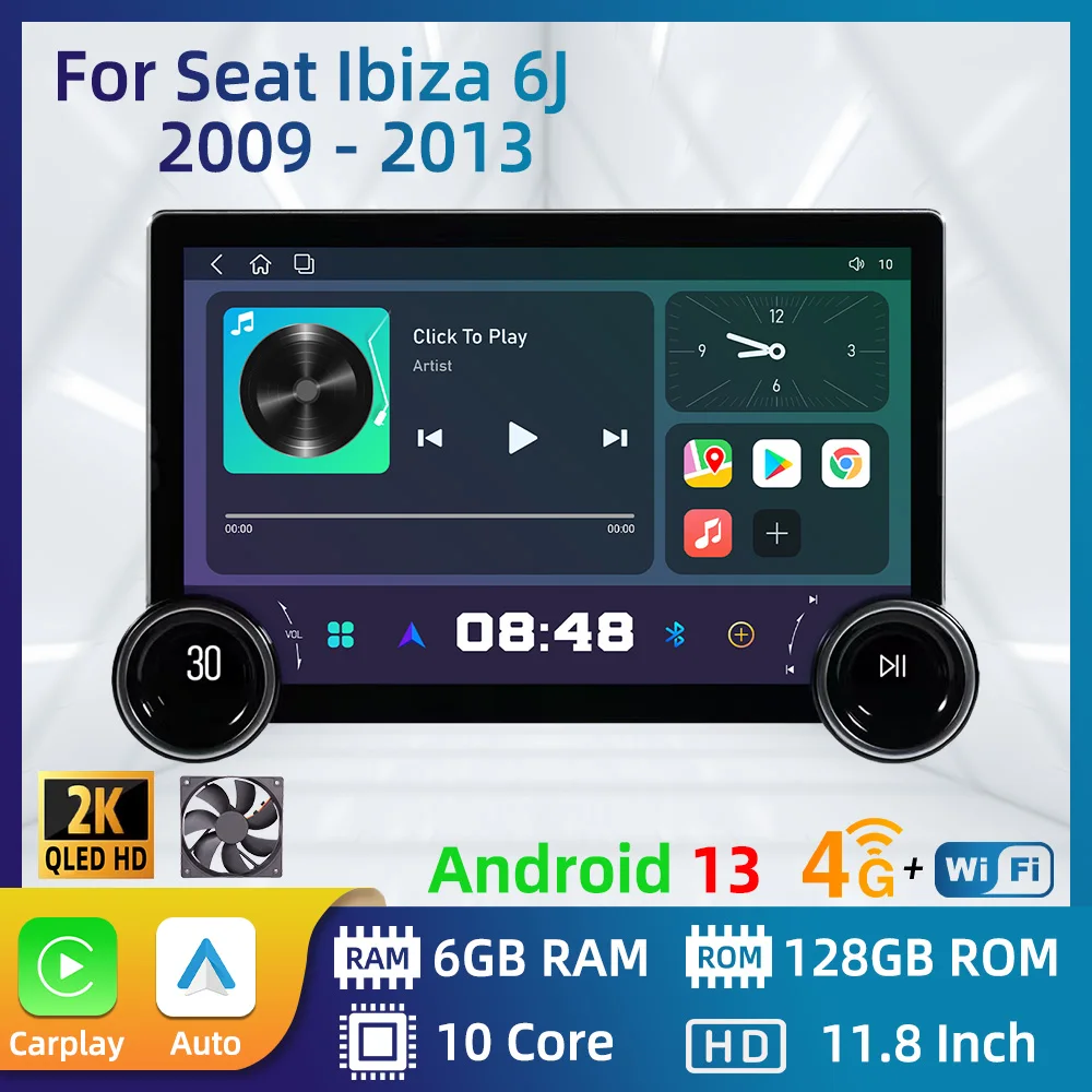 

2 Din Android Car Radio For Seat Ibiza 6J 2009 - 2013 Screen GPS Navigation Multimedia Auto Audio Player Head Unit Autoradio