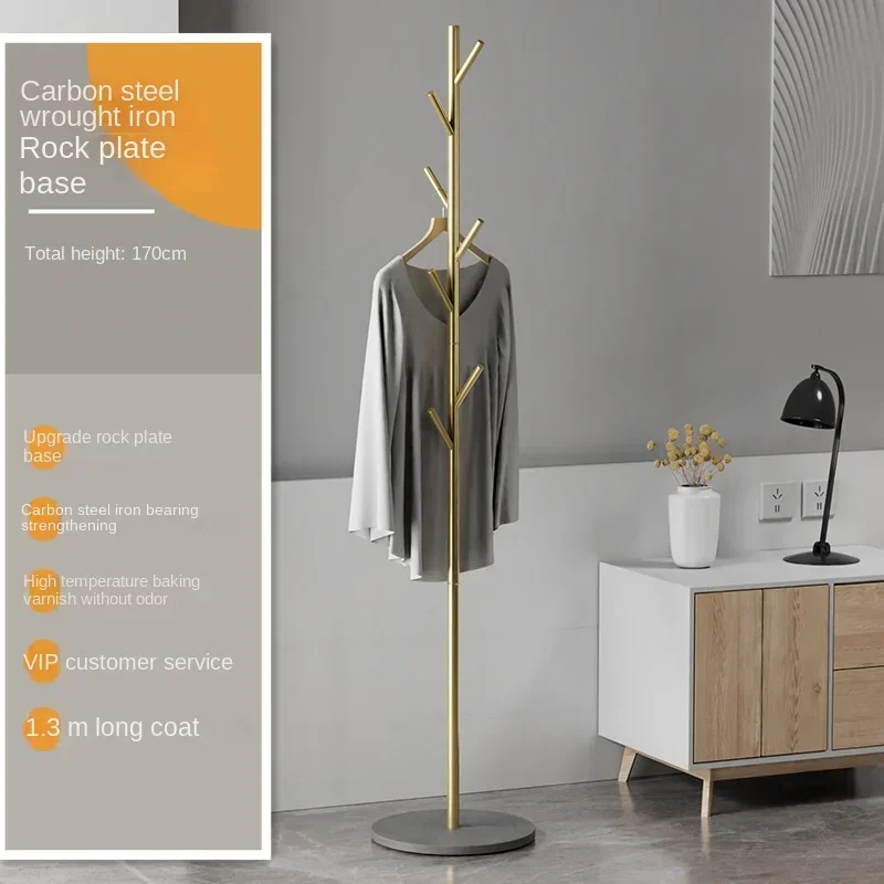 Clothes Rack Floor To Floor Bedroom Light Luxury Rock Plate Base Metal Hanger Marble Scarf and Bag Rack for Entering The Home Coat Rack