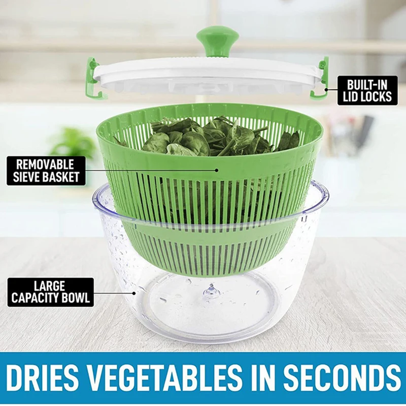 Press Type Salad Spinner with Bowl Vegetable Washer Dryer Dishwasher Safe  Lettuce Cleaner and Dryer Handheld Vegetable Washer - AliExpress